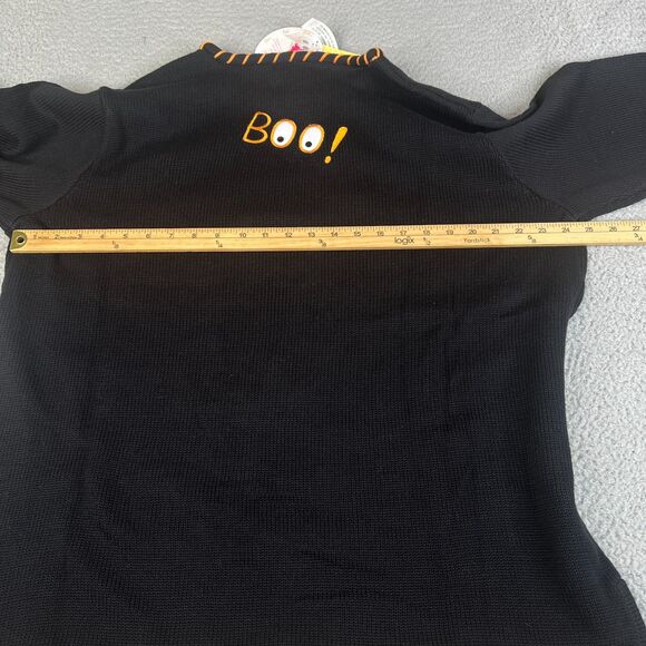 Quacker Factory Sweater Womens 1X Black Halloween Trick or Treat Ghost Pumpkin - Picture 11 of 12
